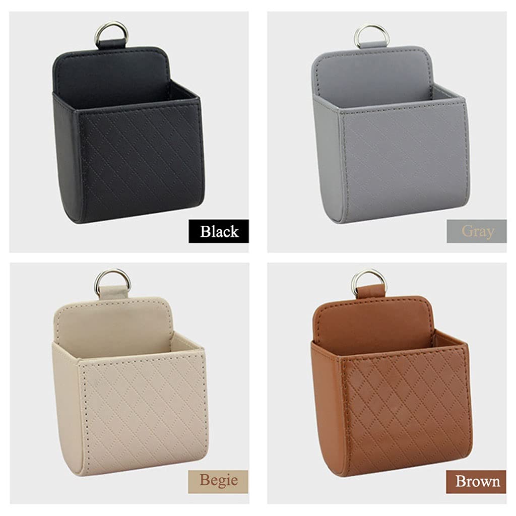 QERTYHKK Leather Car Air Vent Organizer for Phone & Glasses