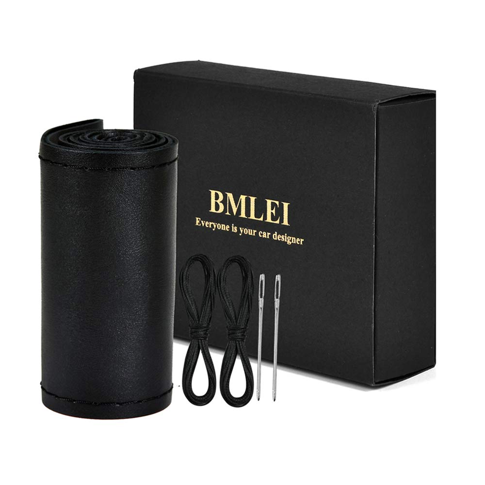 BMLEI Stitch-On Leather Car Steering Wheel Wrap Cover