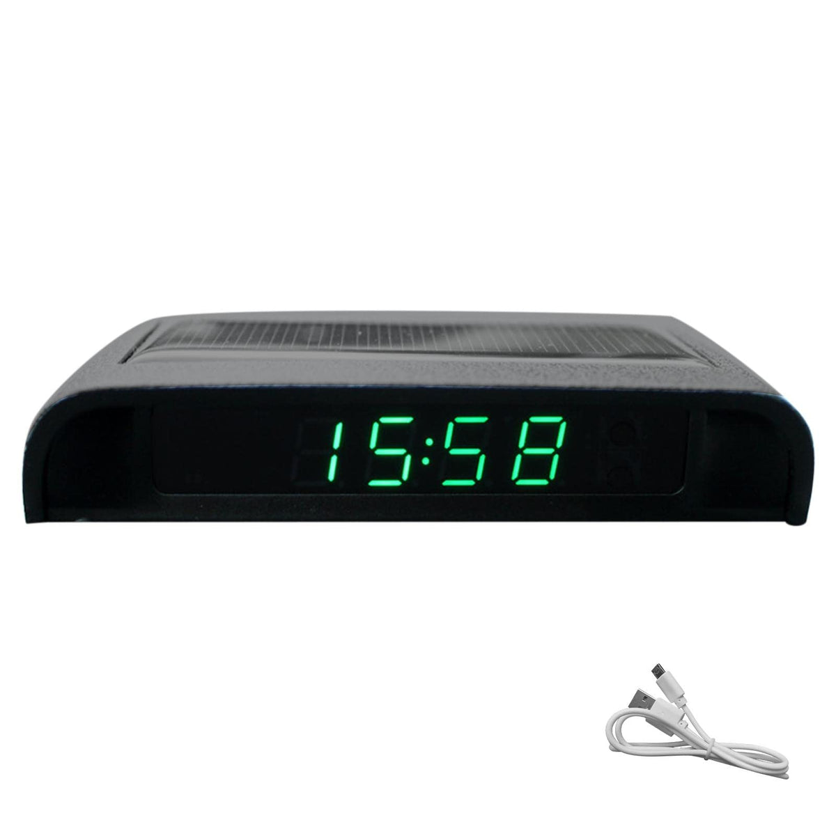 Solar-Powered Digital Car Dashboard Clock with Temperature