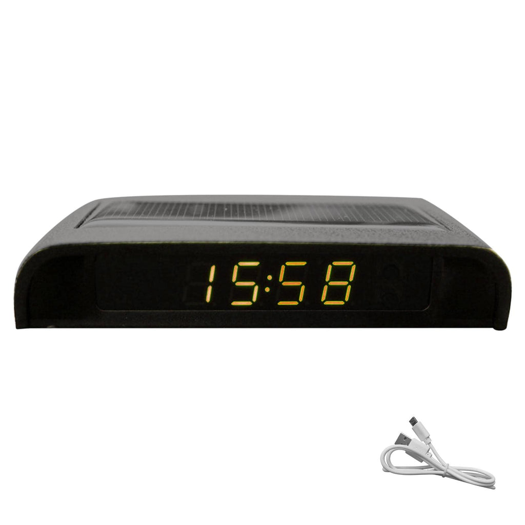 Solar-Powered Digital Car Dashboard Clock with Temperature