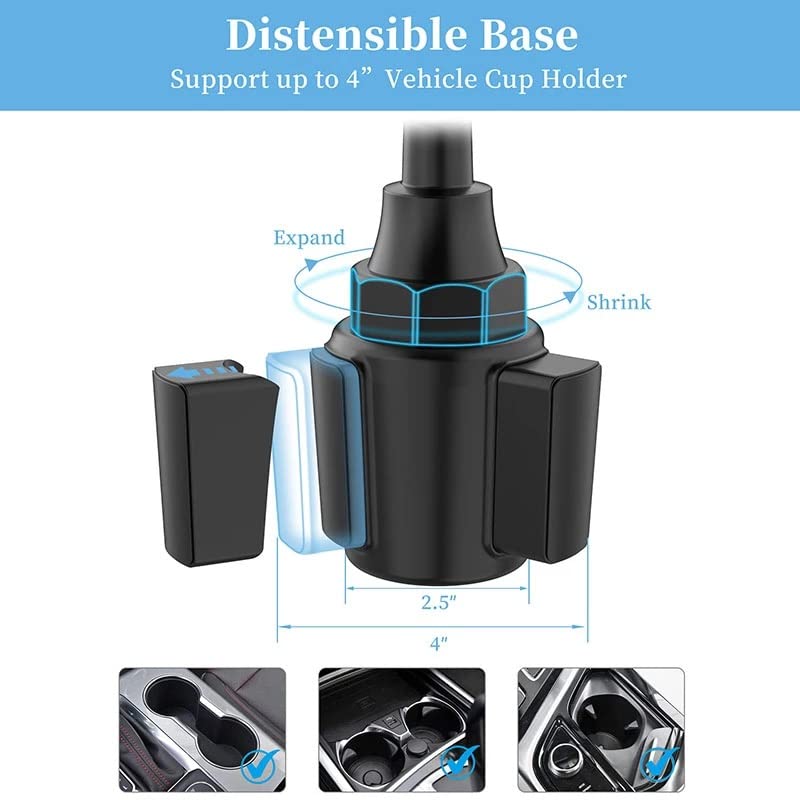 HYUWANGYU Adjustable Gooseneck Car Cup Holder Phone Mount