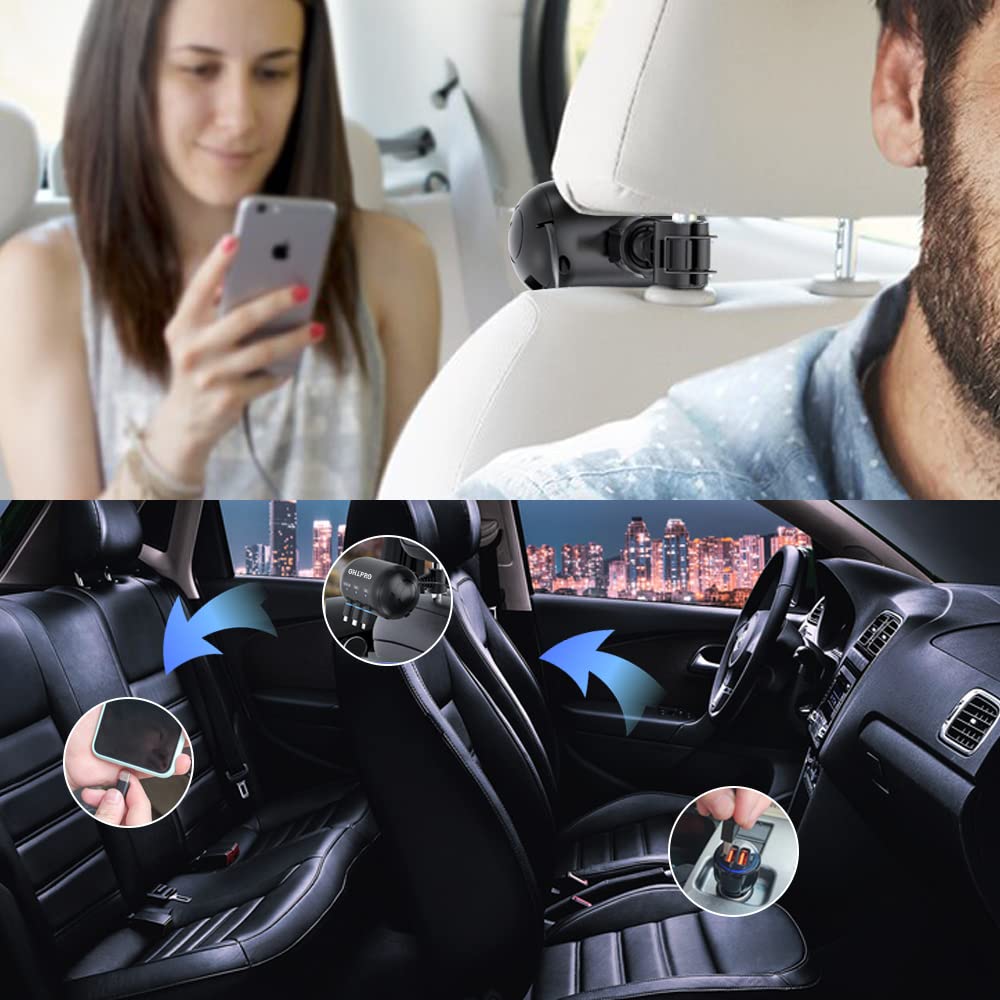 OHLPRO 3-in-1 Retractable Backseat Car Charging Station