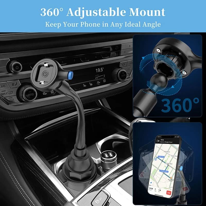HYUWANGYU Adjustable Gooseneck Car Cup Holder Phone Mount