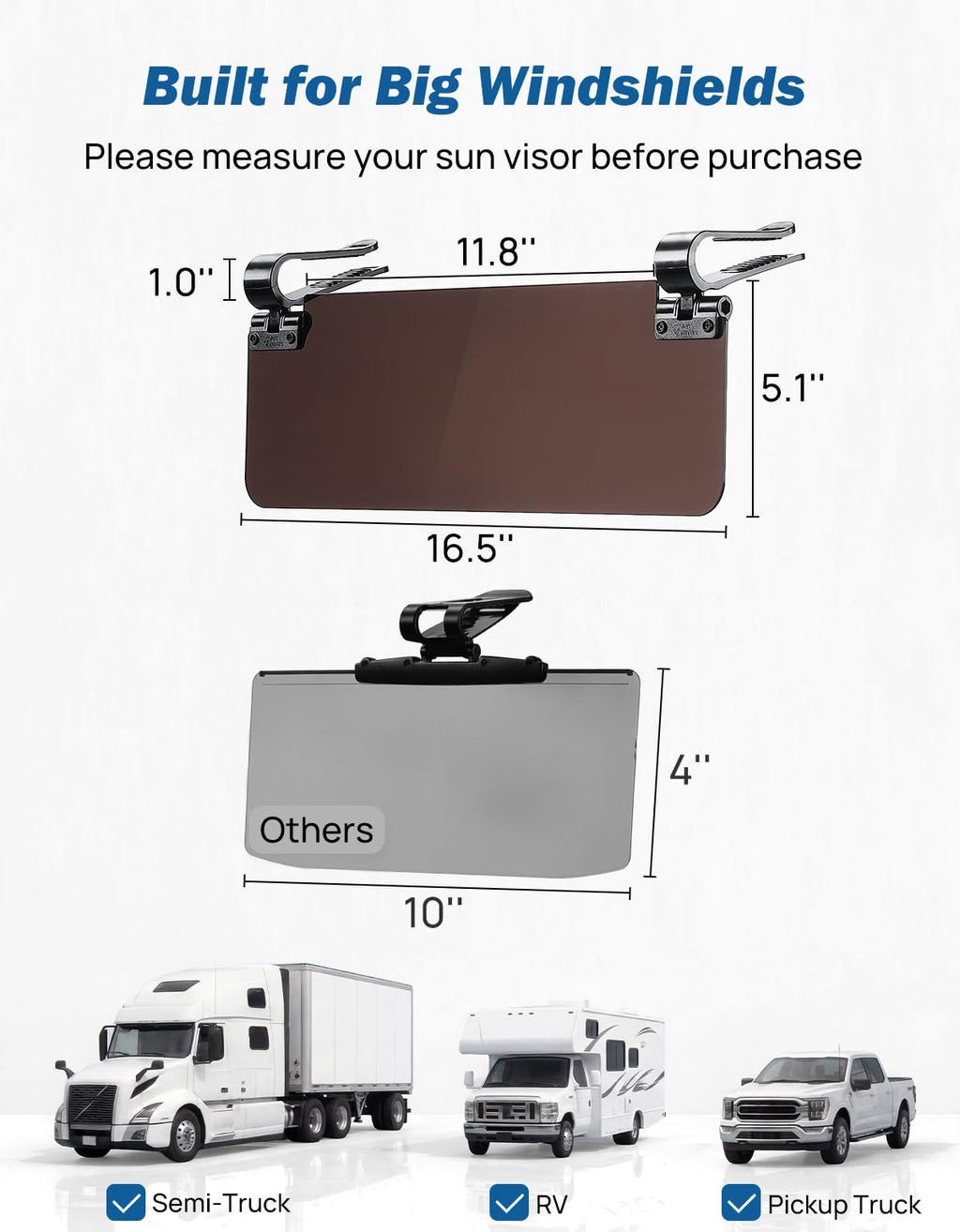 JOYTUTUS Polarized Car Sun Visor Extender with UV400
