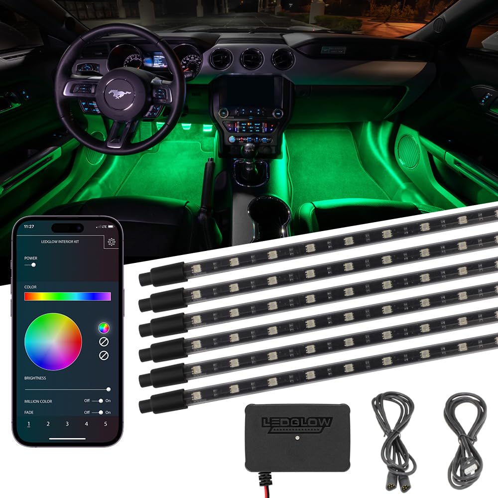 LEDGlow 6-Piece Bluetooth Interior Footwell LED Light Kit
