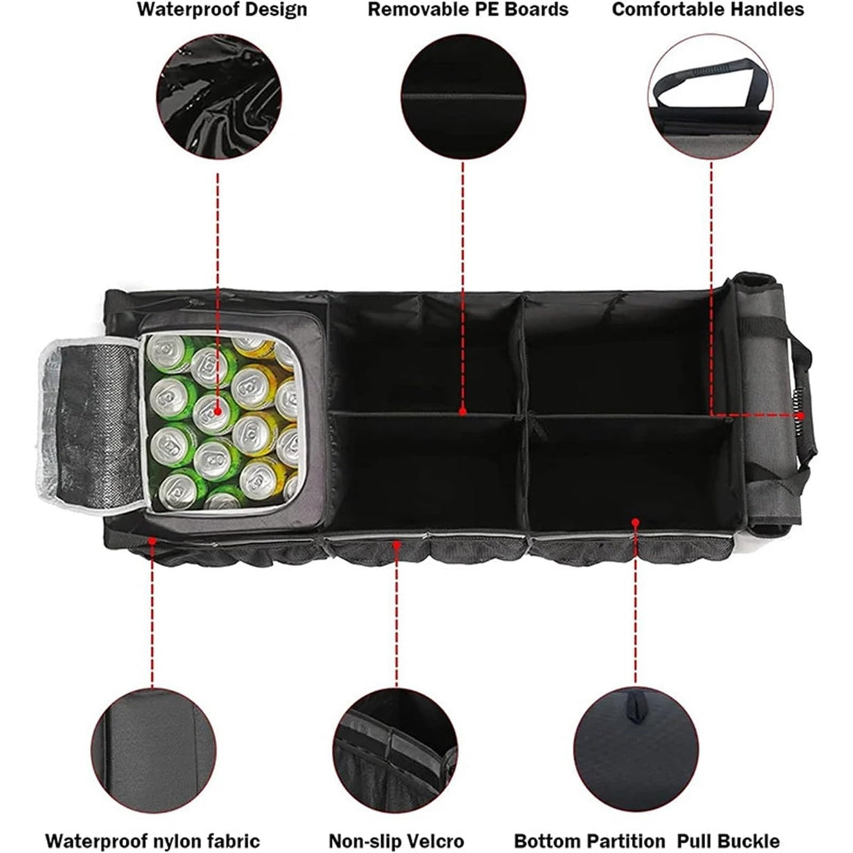 DGQLMXVJT Collapsible Car Trunk Organizer with Leakproof Bag