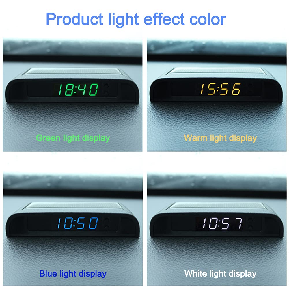 Solar-Powered Digital Car Dashboard Clock with Temperature