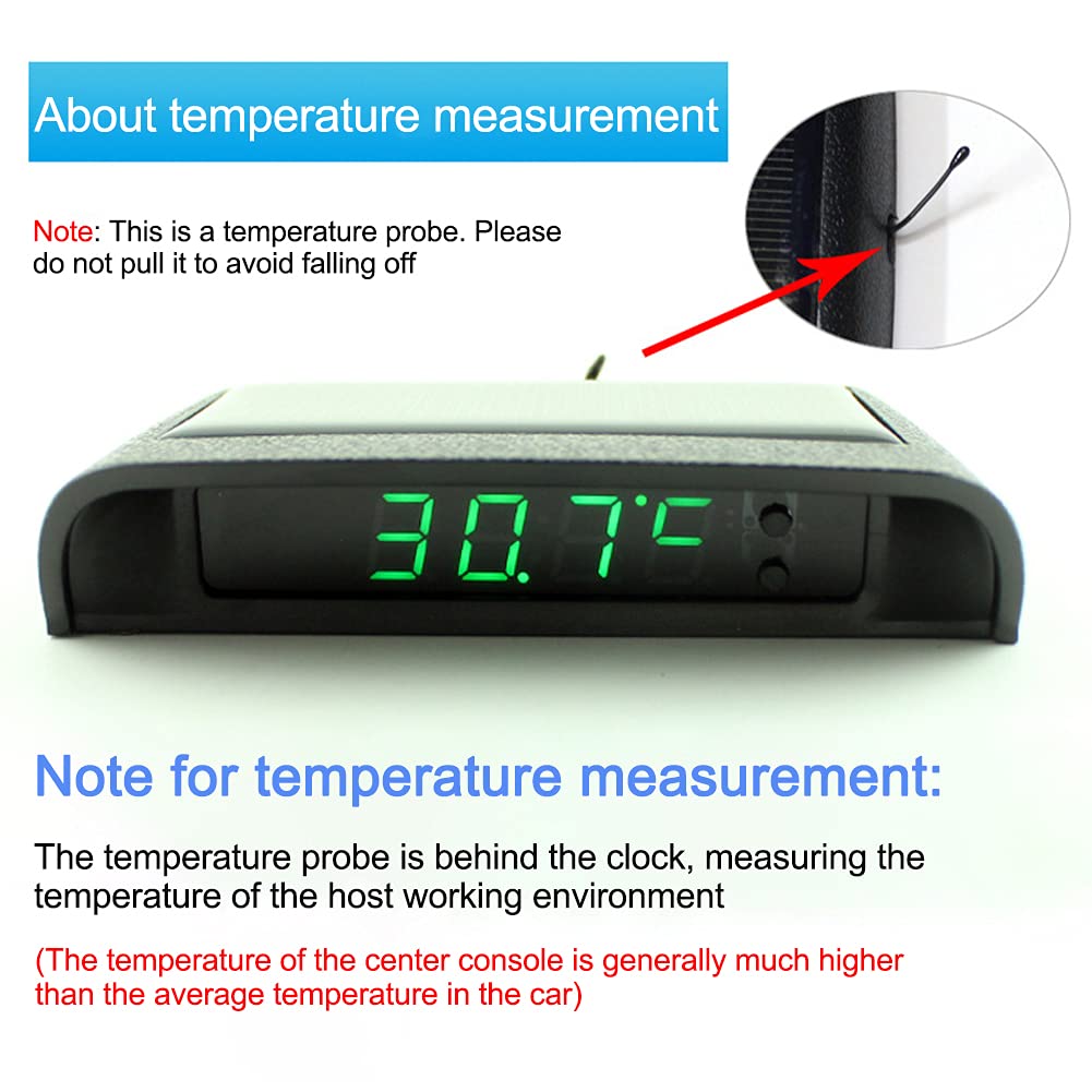 Solar-Powered Digital Car Dashboard Clock with Temperature