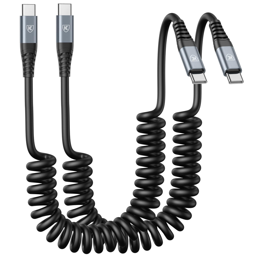 KIYODA 2-Pack Coiled USB-C Car Charging Cables
