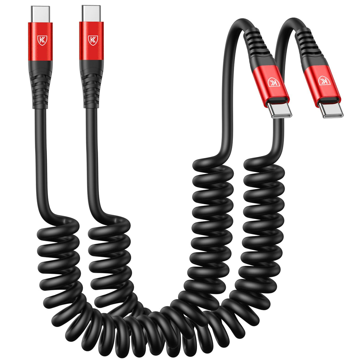 KIYODA 2-Pack Coiled USB-C Car Charging Cables