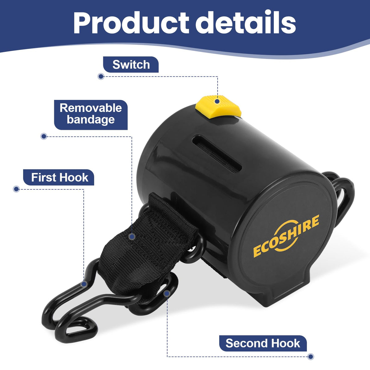 ECOSHIRE Self-Retracting Car Trunk Cargo Straps with Hooks