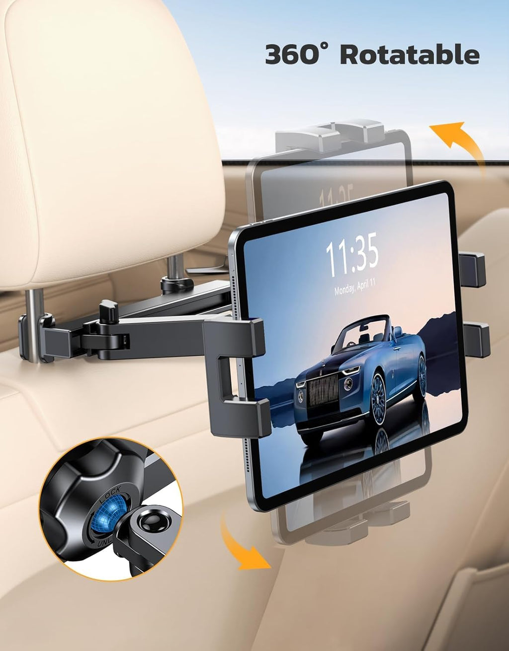Adjustable Car Headrest Tablet Mount Holder for Backseat