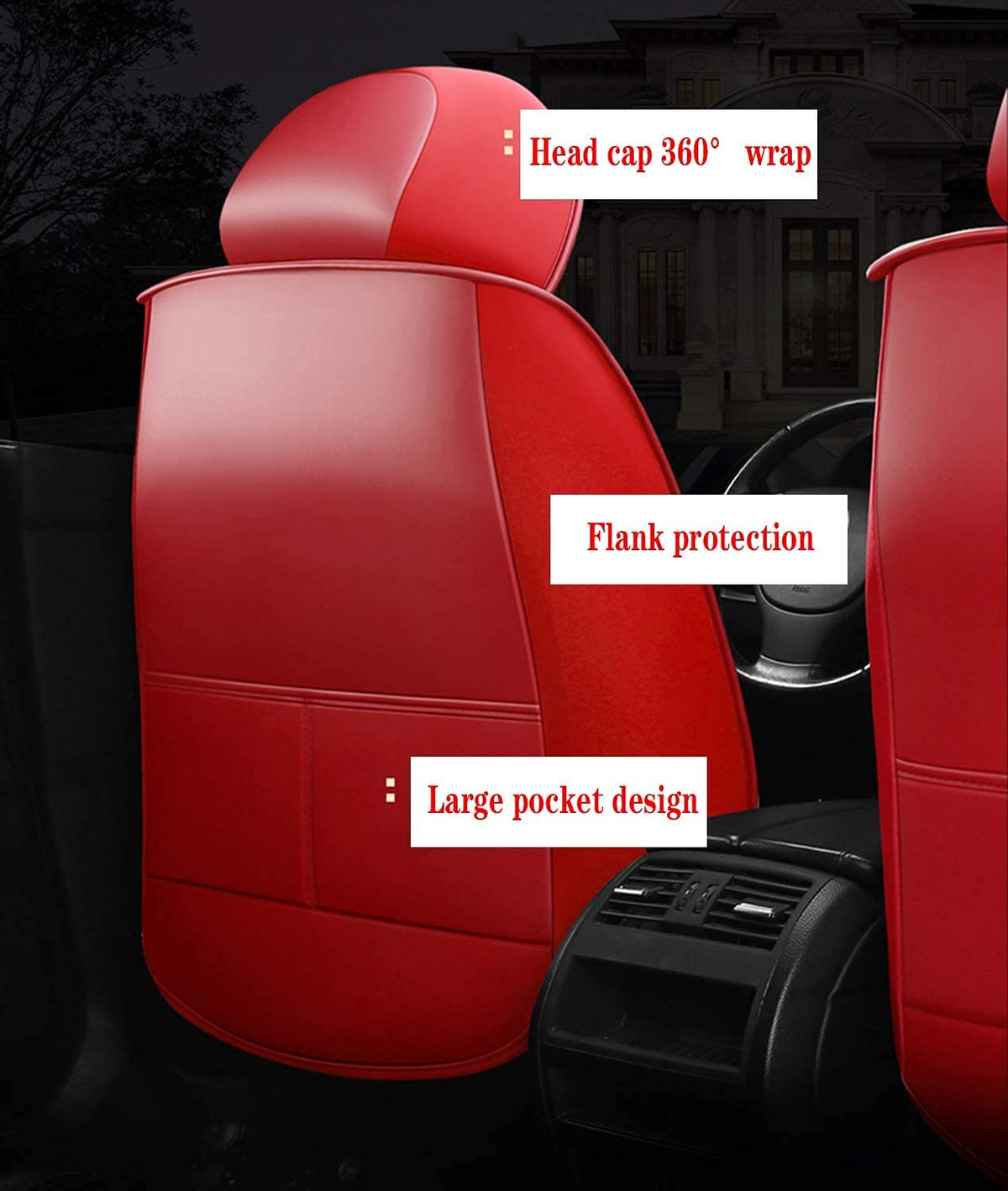 KG7HQRP Full-Set Waterproof Faux Leather Car Seat Covers