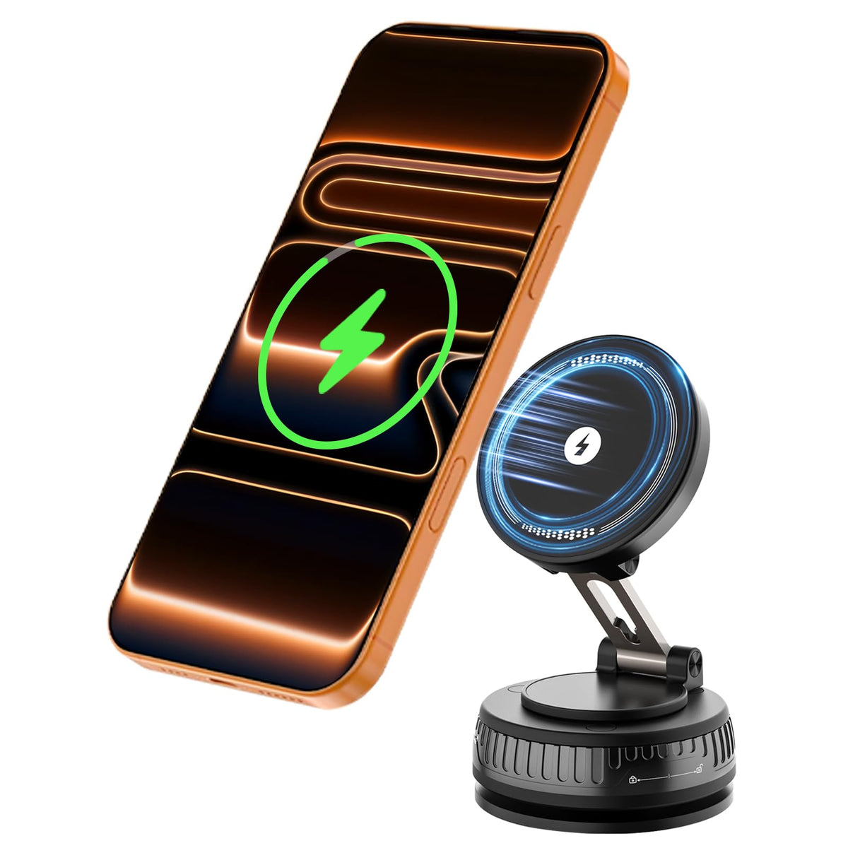 15W Magnetic Wireless Car Charger Mount with 360° Rotation