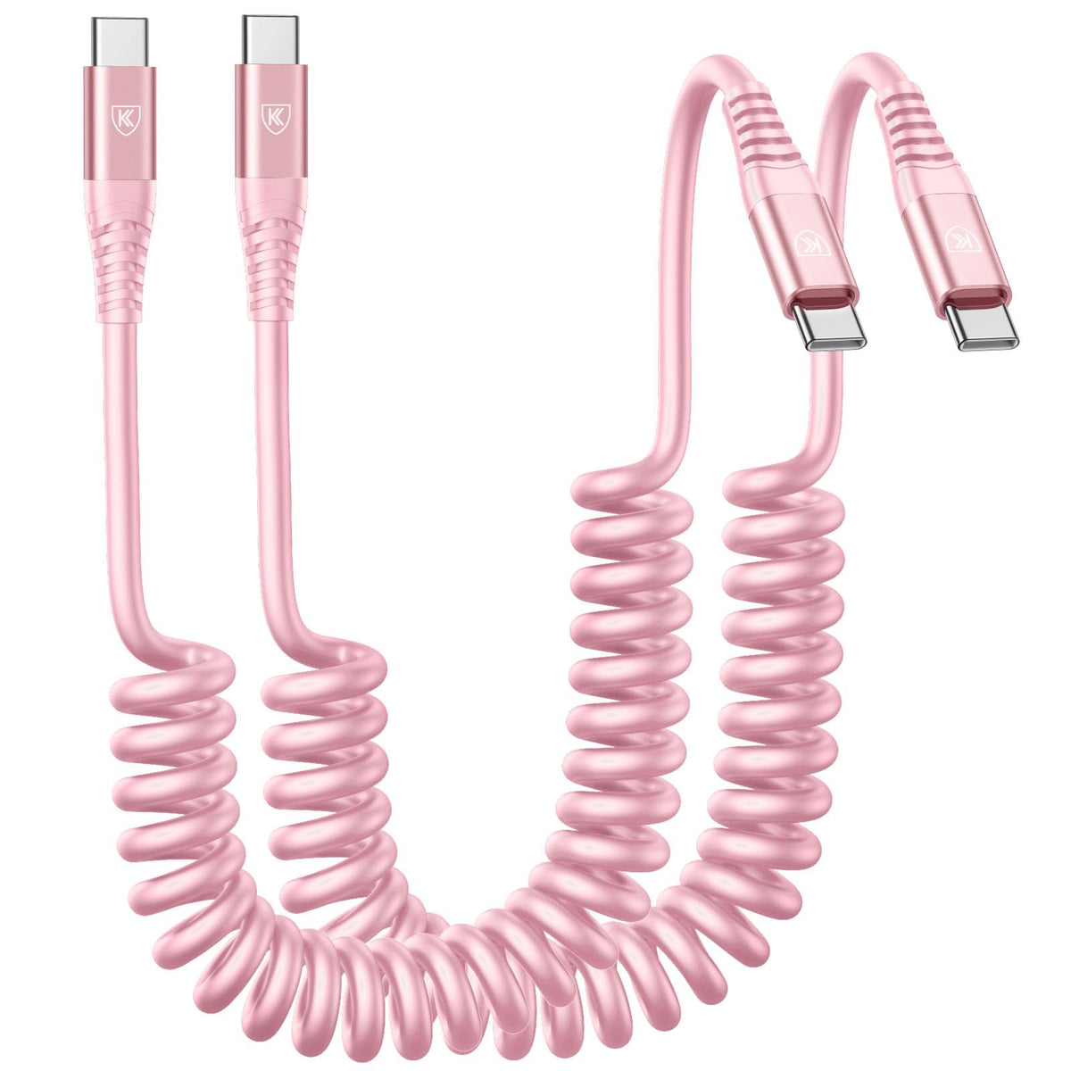 KIYODA 2-Pack Coiled USB-C Car Charging Cables