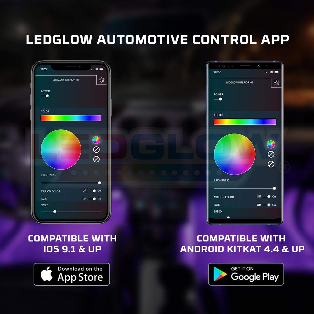 LEDGlow 6-Piece Bluetooth Interior Footwell LED Light Kit