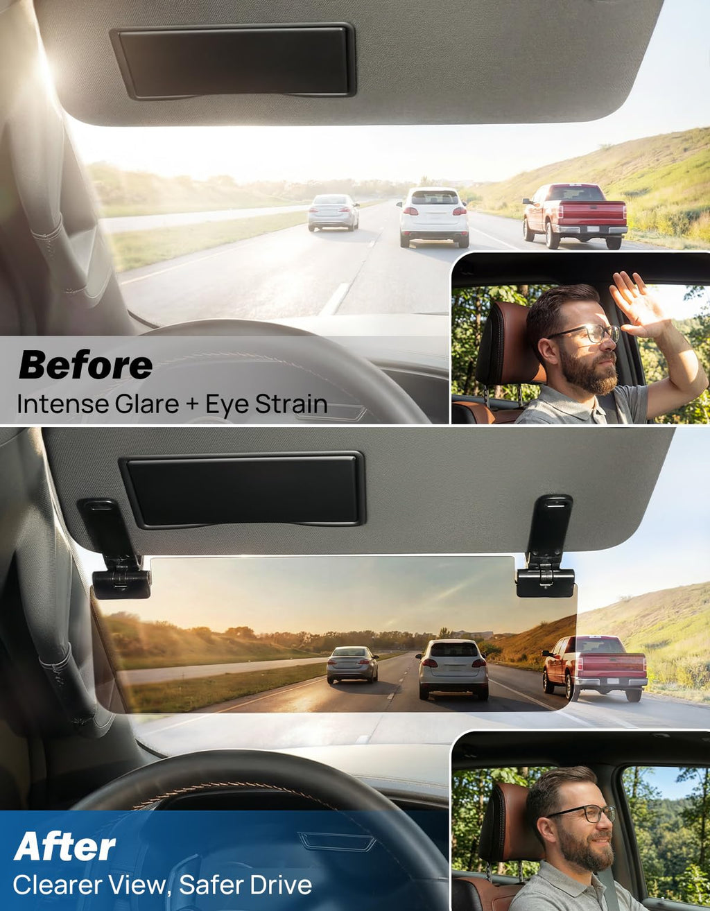 JOYTUTUS Polarized Car Sun Visor Extender with UV400