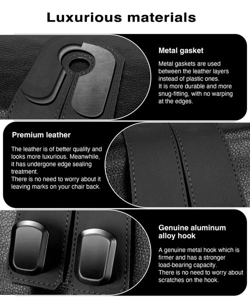 2 Pack Leather Metal Car Headrest Hook Seat Back Storage for Bag Black