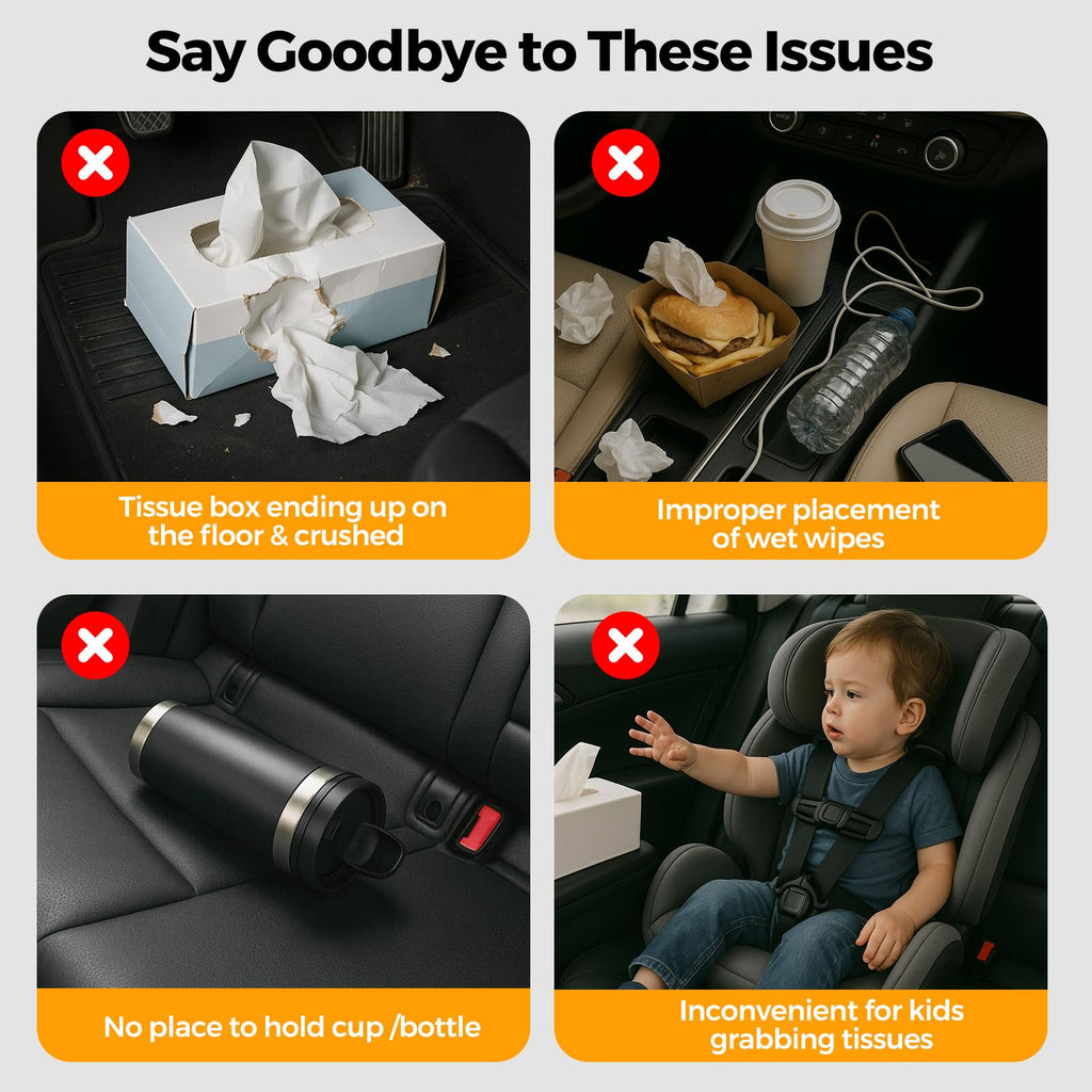KZBHHP 2-Pack Car Tissue Holder & Backseat Organizer