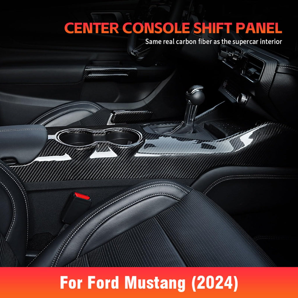 FINMOKAL Carbon Fiber Gear Shift Panel Trim for Ford Mustang