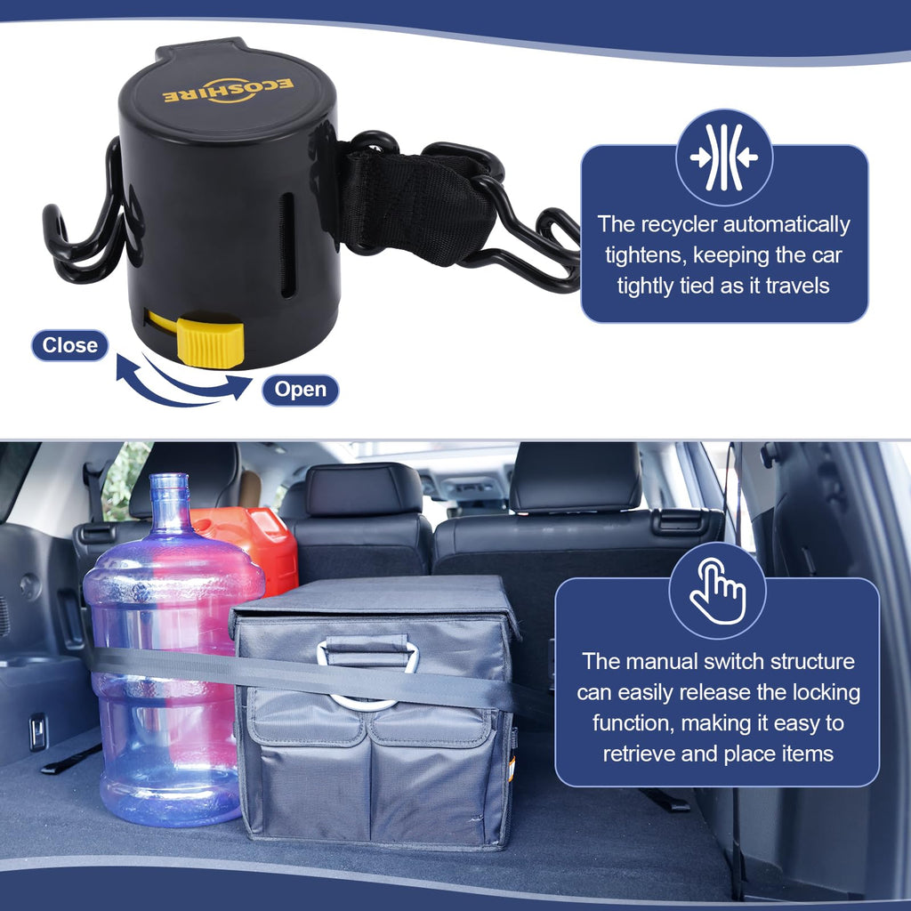 ECOSHIRE Self-Retracting Car Trunk Cargo Straps with Hooks