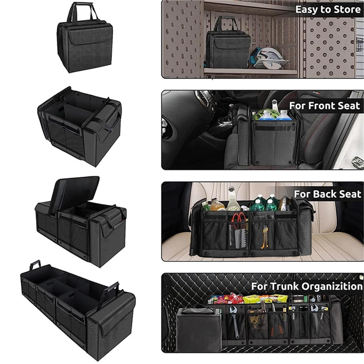 DGQLMXVJT Collapsible Car Trunk Organizer with Leakproof Bag