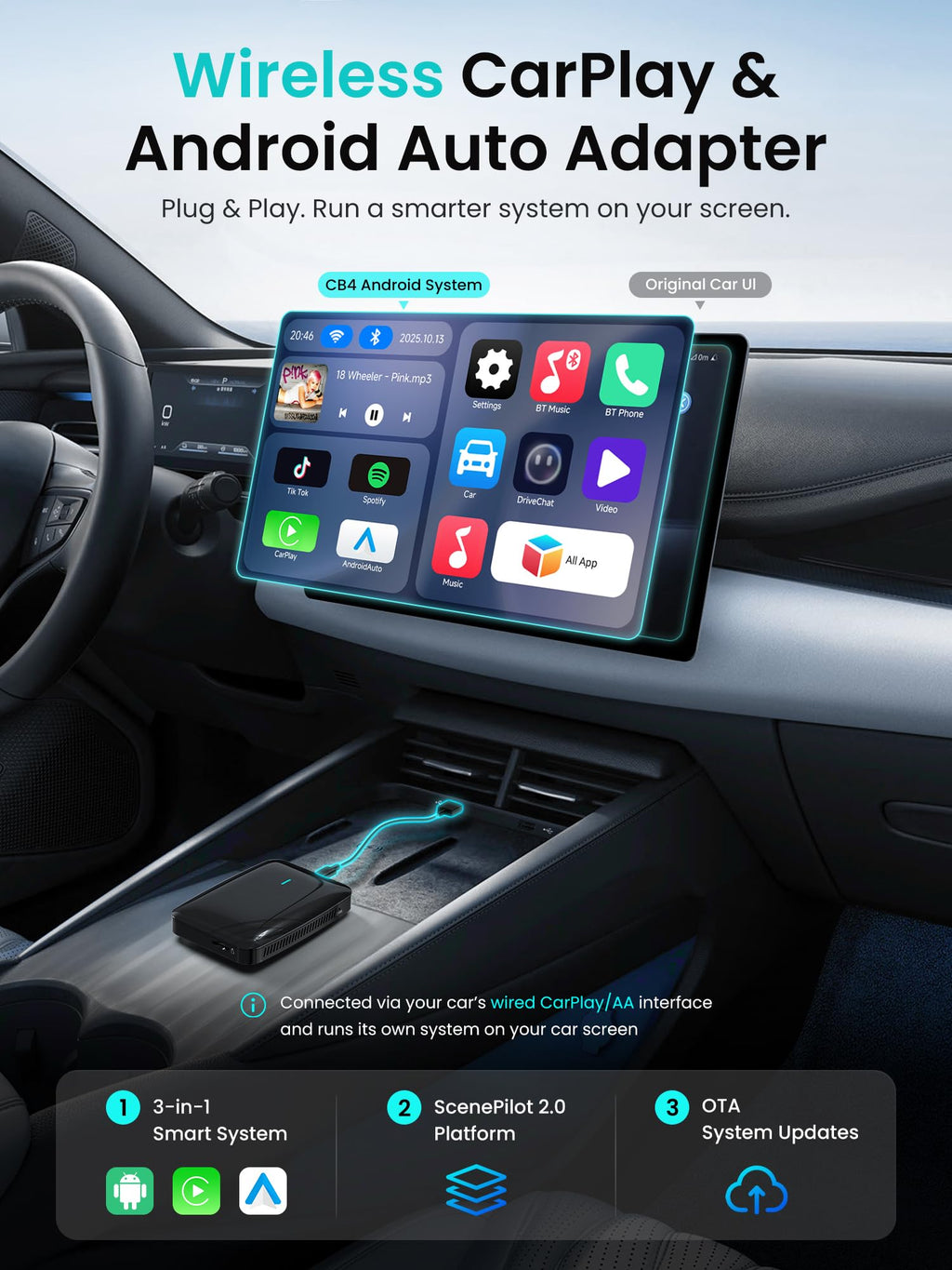 MYATOTO Magic AI Box Wireless CarPlay & Android Auto Adapter