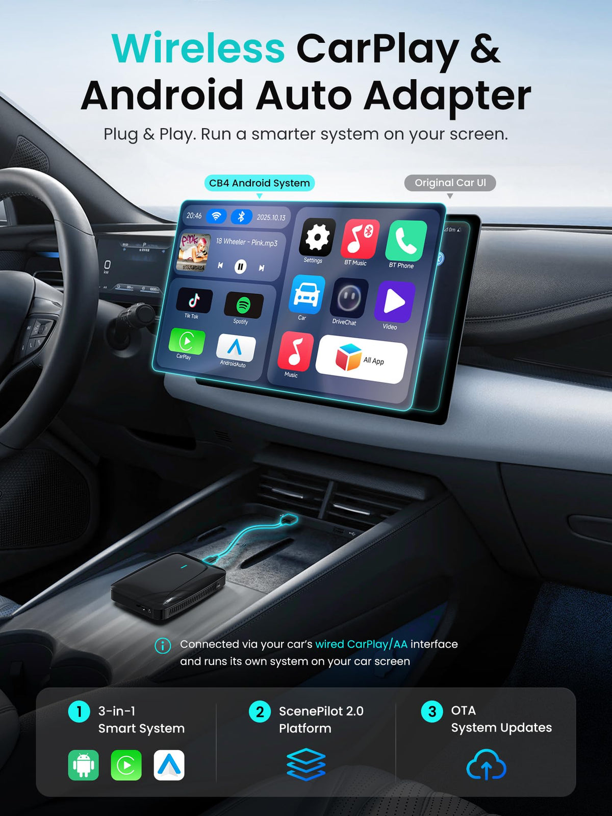 MYATOTO Magic AI Box Wireless CarPlay & Android Auto Adapter