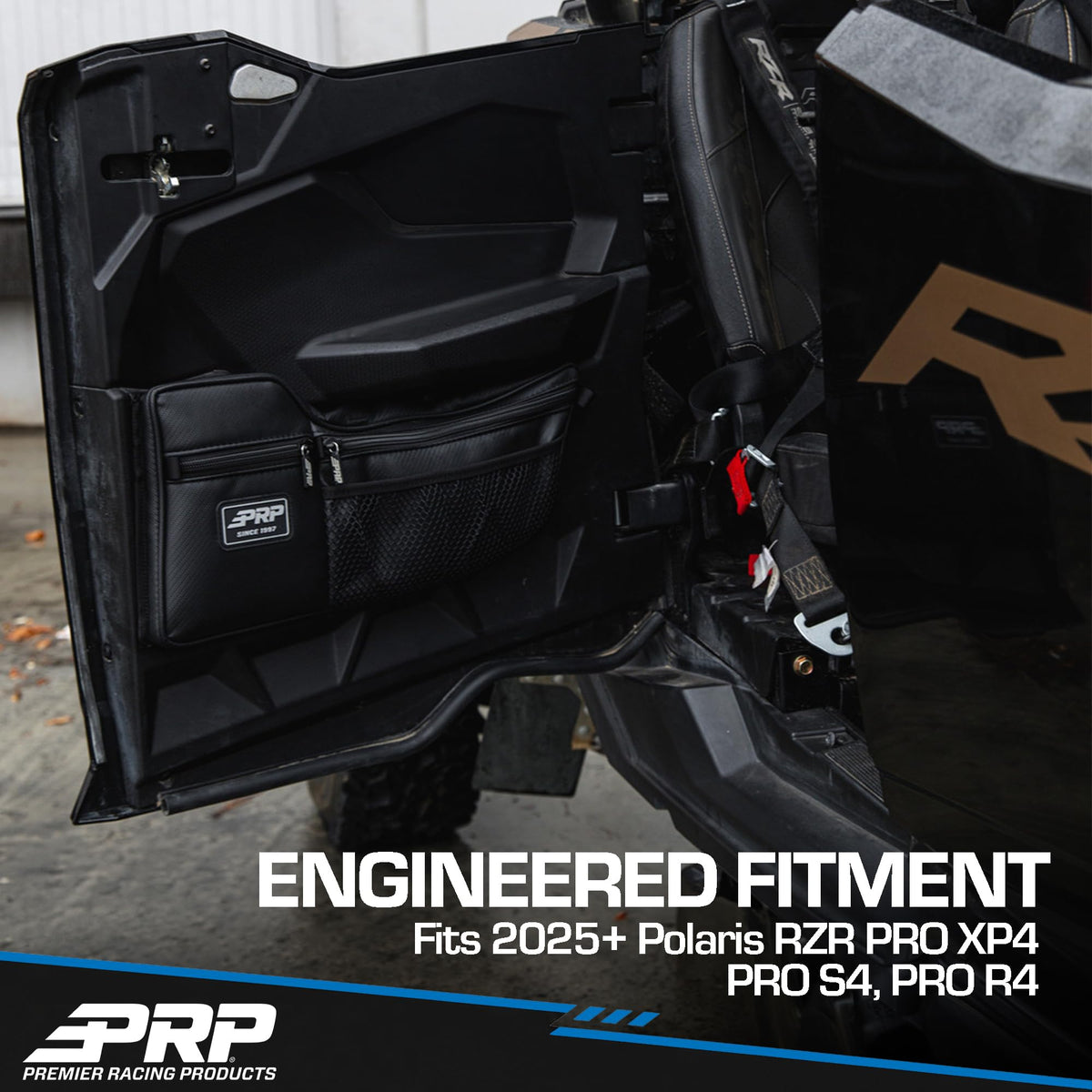 PRP Front & Rear Door Storage Bags with Knee Pads for Polaris RZR