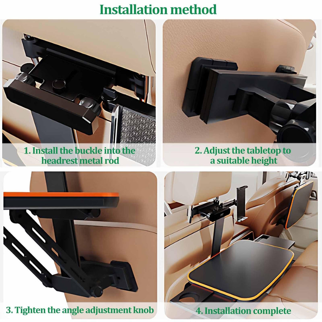 Foldable Backseat Laptop Tray with Phone & Cup Holder