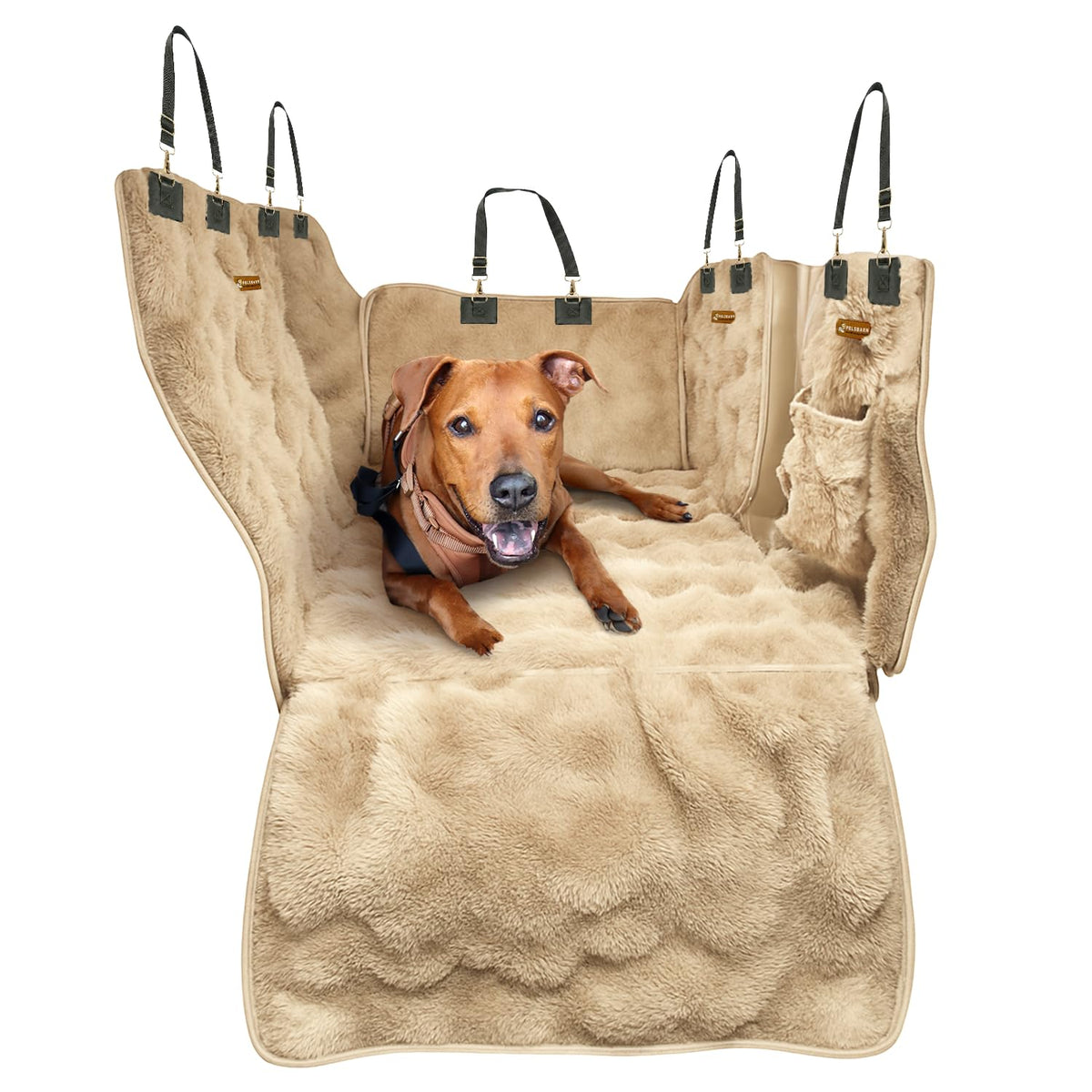 Pelsbarn Waterproof Dog Backseat Protector with Calming Blanket