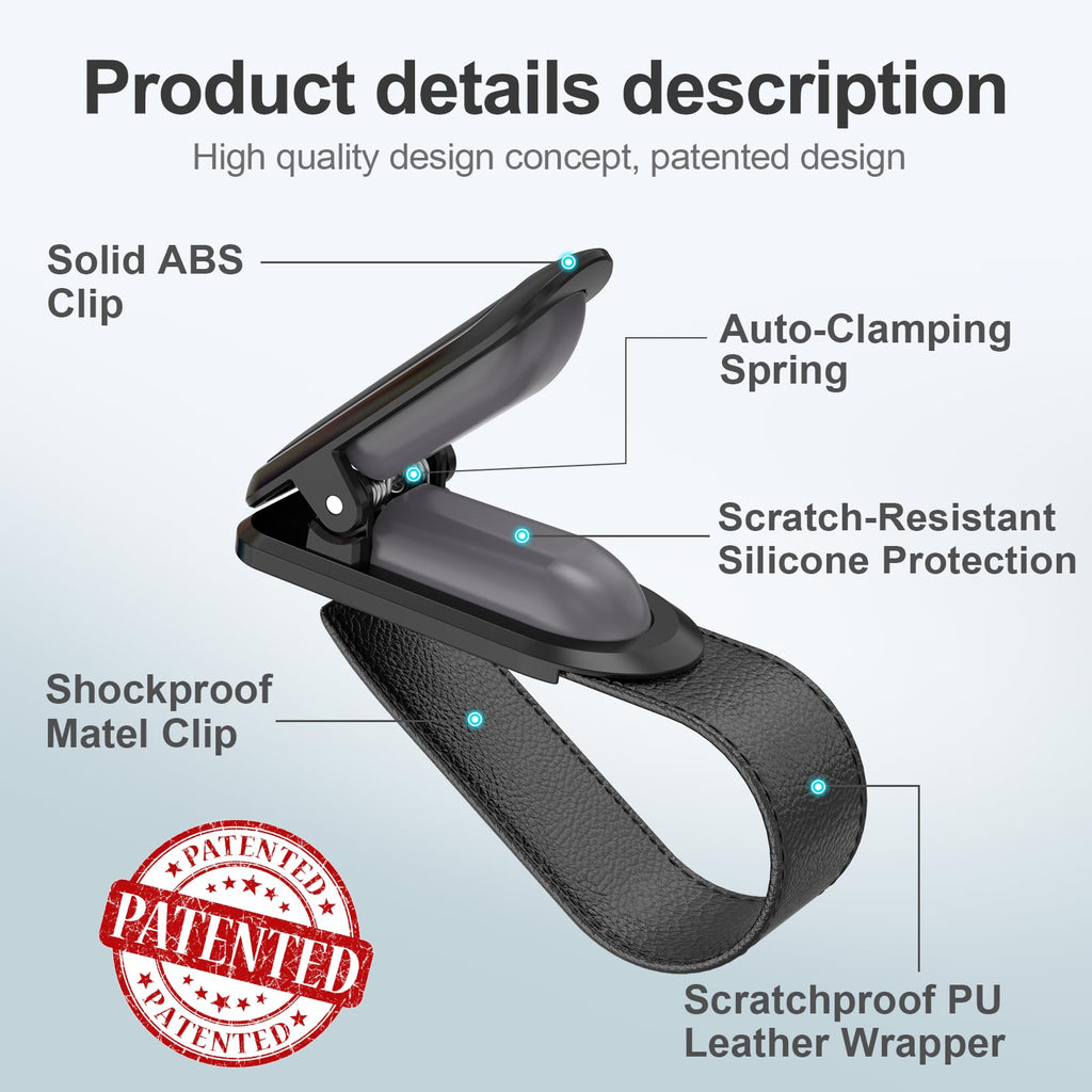Veharvim 2-Pack Car Visor Sunglasses Holder Clips