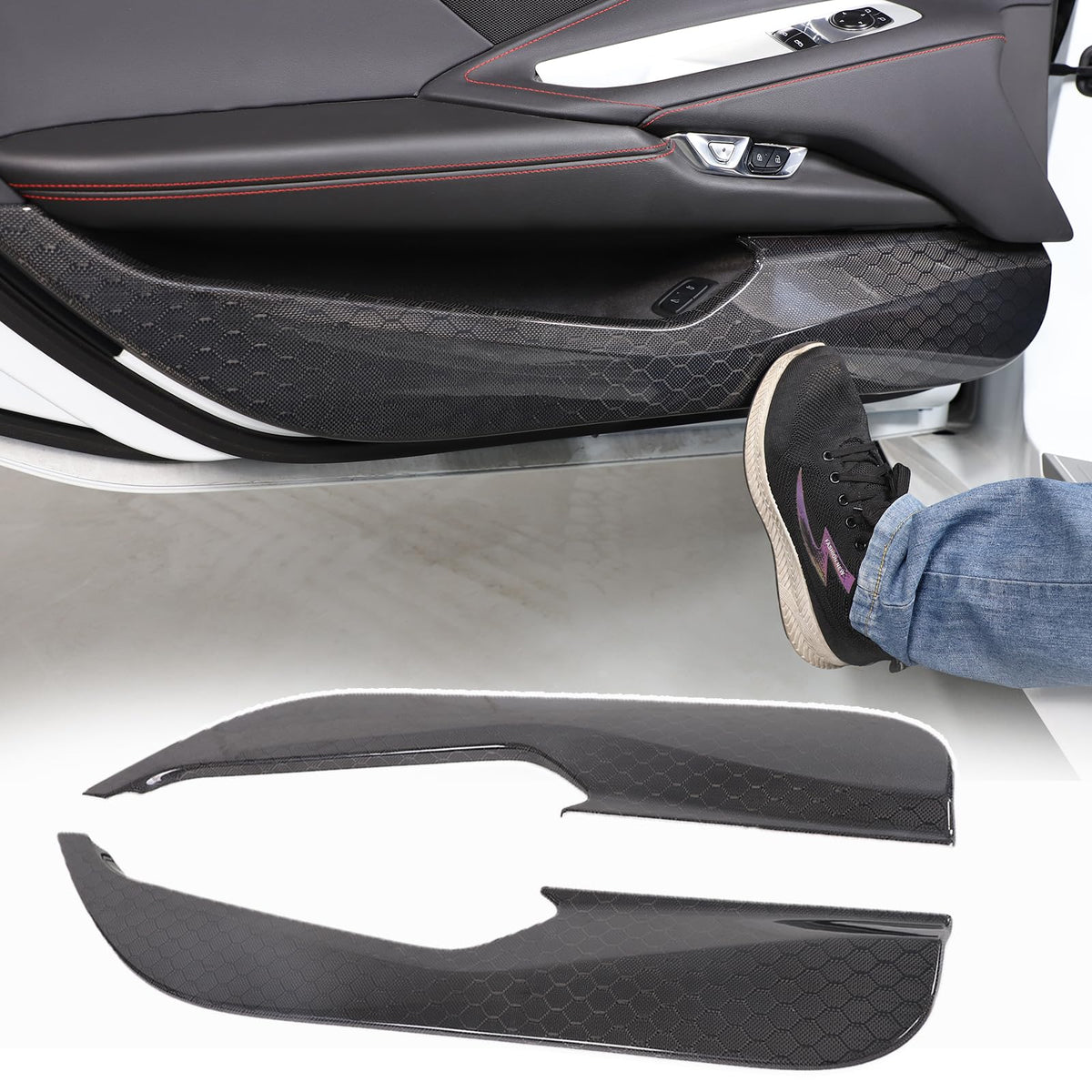 Carbon Fiber Door Kick Protectors for Corvette C8 2020–2026