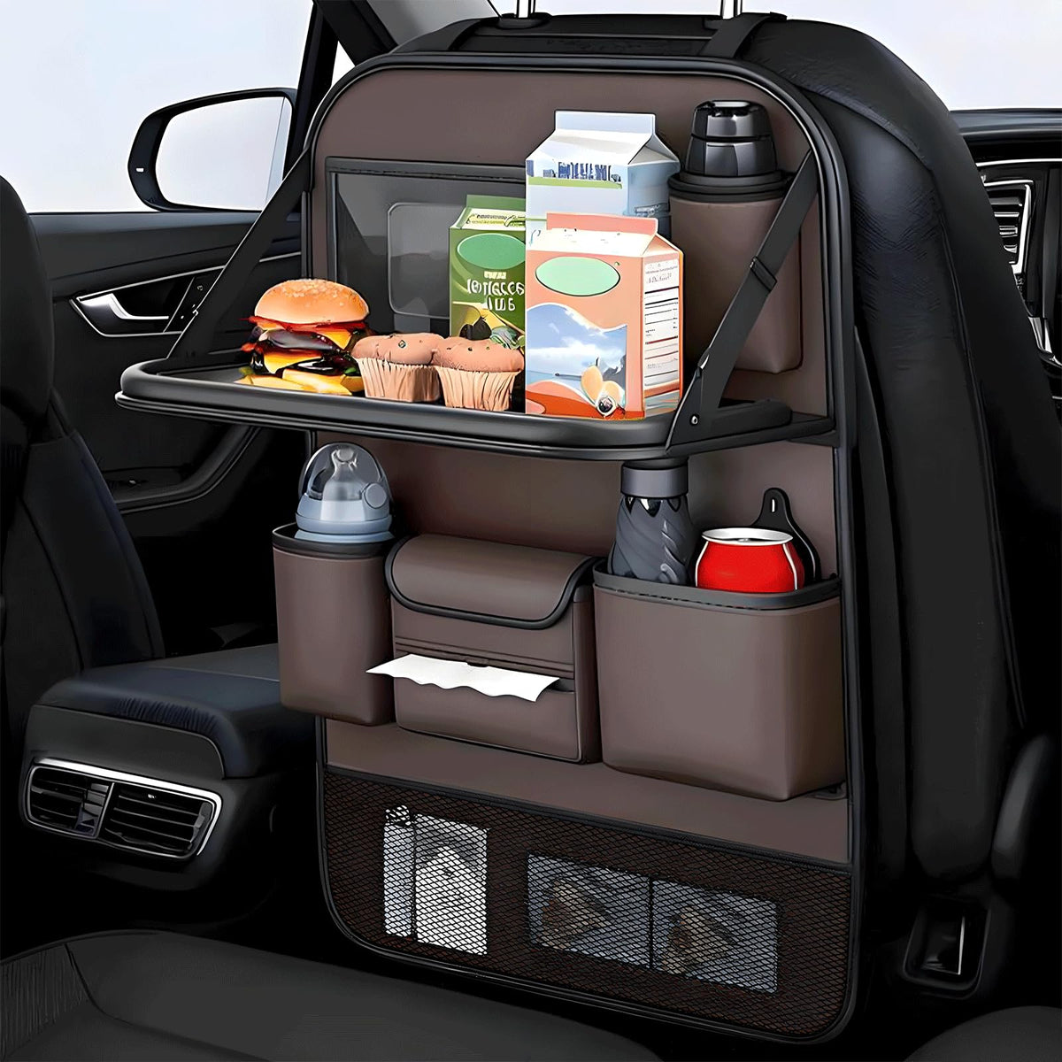 FASTAGEI Foldable Car Backseat Organizer with Table Tray