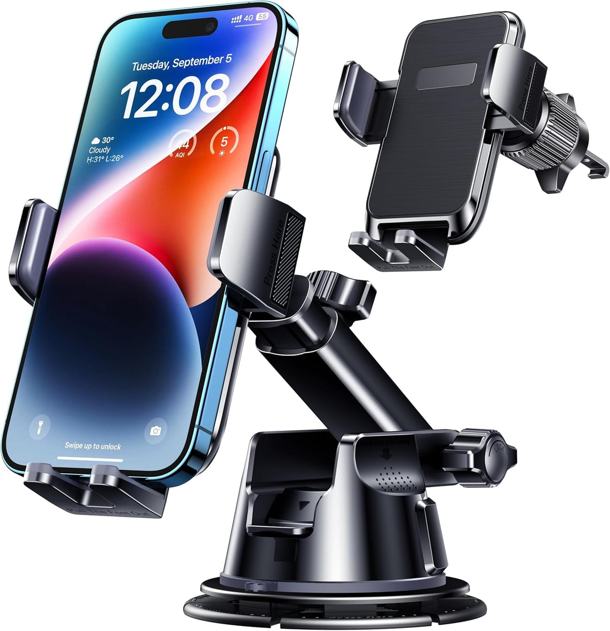 Adjustable Dashboard & Windshield Car Phone Mount with 360° Rotation