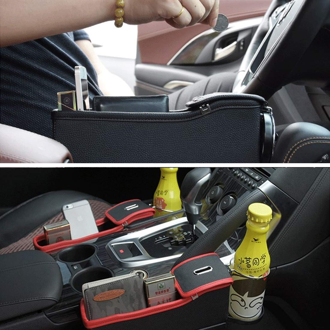 Lingland 2-Pack Car Seat Gap Organizer with Cup Holder