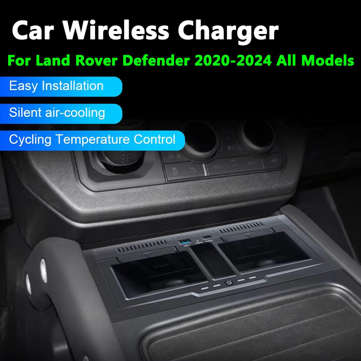 Dual Wireless Car Charger for Land Rover Defender 90/110/130