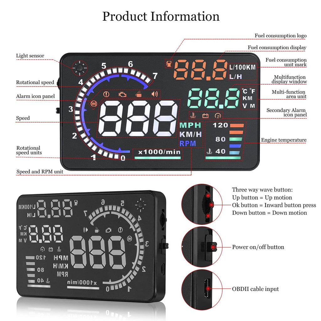 wiiyii A8 Car Heads-Up Display & Digital Speedometer