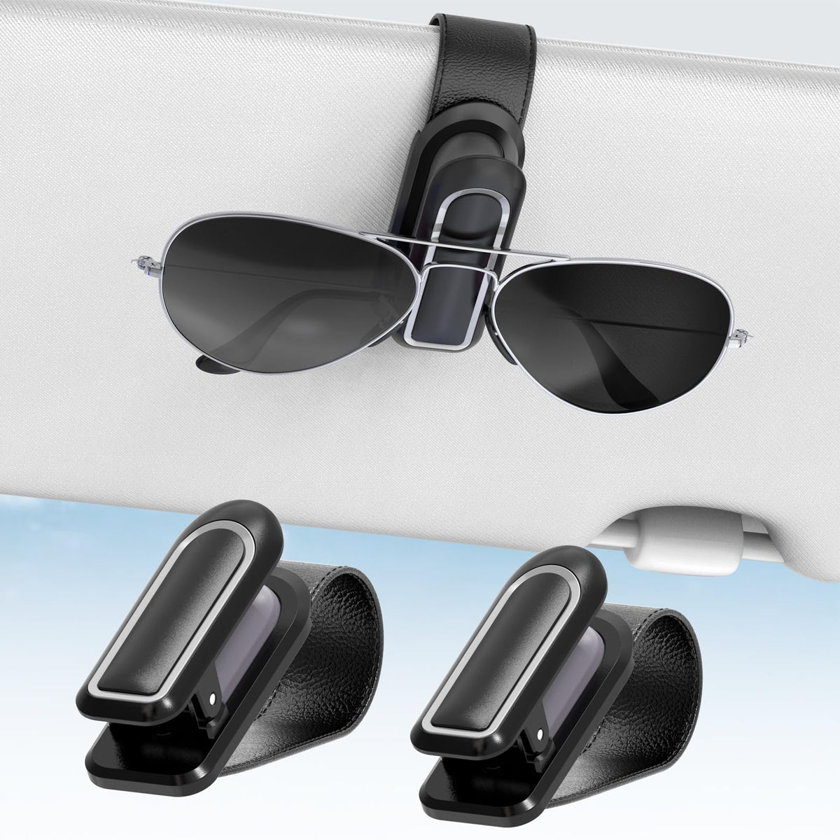 Veharvim 2-Pack Car Visor Sunglasses Holder Clips