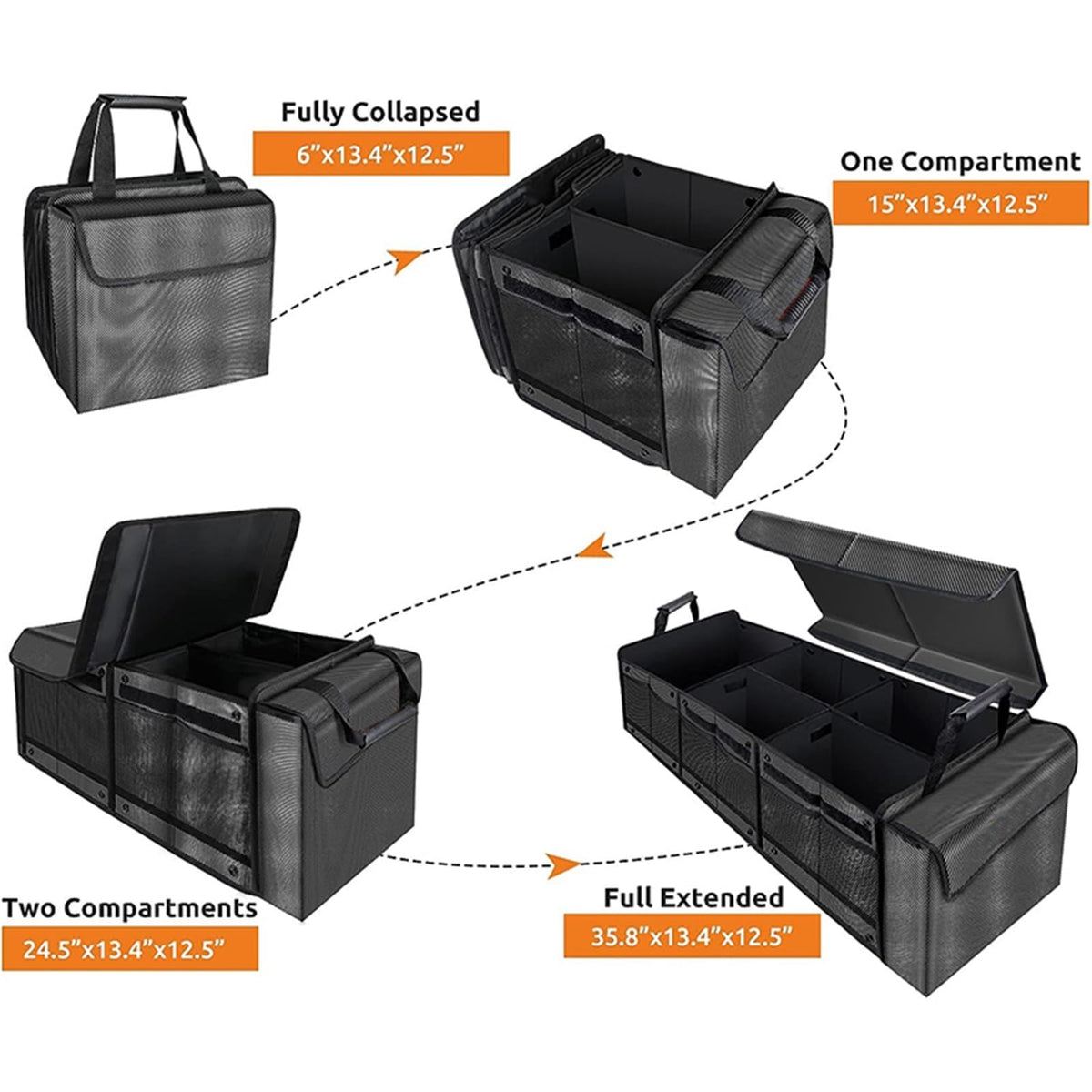 DGQLMXVJT Collapsible Car Trunk Organizer with Leakproof Bag