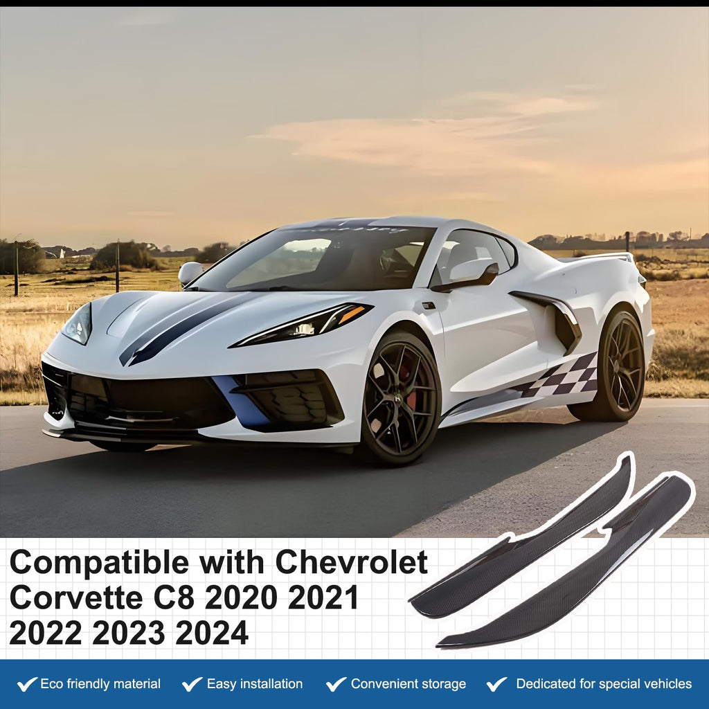 Car Door Anti Kick Cover Compatible with Chevrolet Corvette C8 2020-2026,Carbon Fiber Door Guard Side Edge Protector,Door Panel Anti-Collision Strips Cover Trim Accessories
