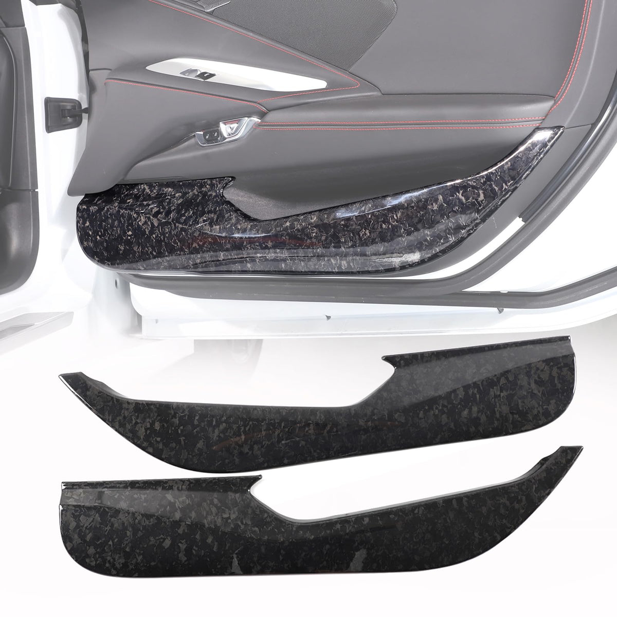Car Door Anti Kick Cover Compatible with Chevrolet Corvette C8 2020-2026,Carbon Fiber Door Guard Side Edge Protector,Door Panel Anti-Collision Strips Cover Trim Accessories