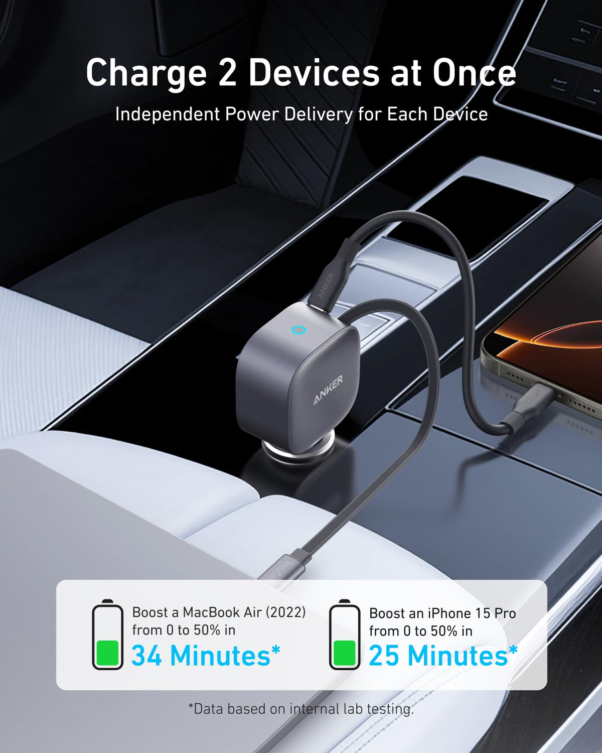 Anker 75W Retractable USB-C Car Charger & Qi2.2 Charging Dock