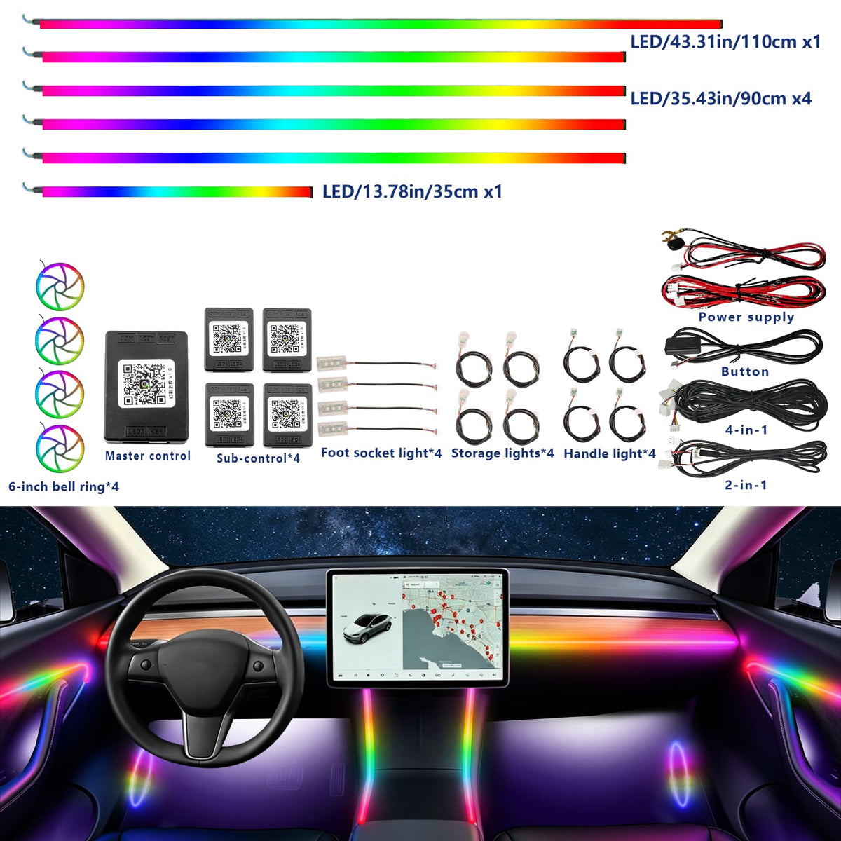 ACARLUOY 22-in-1 Interior LED Light Kit for Tesla Model Y
