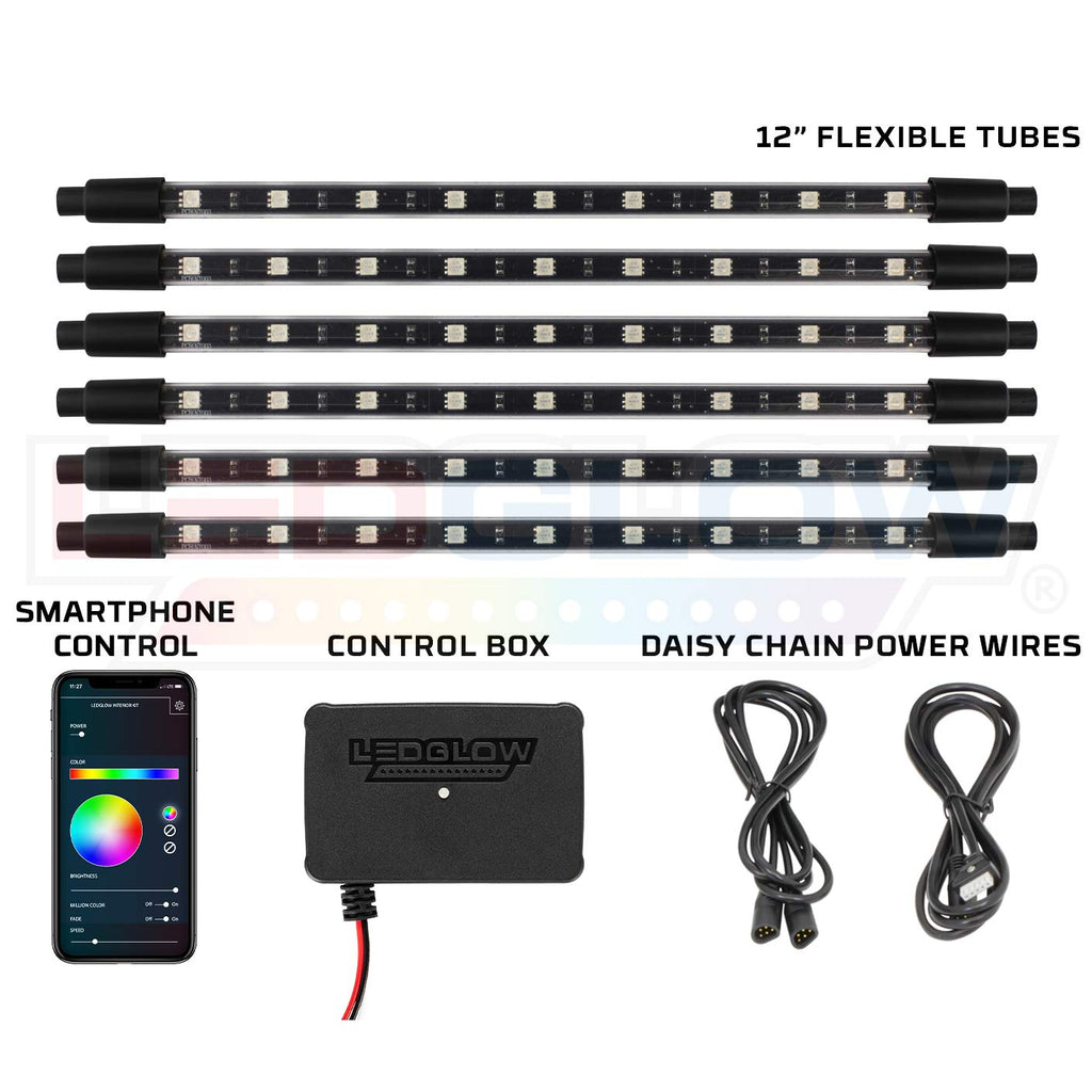 LEDGlow 6-Piece Bluetooth Interior Footwell LED Light Kit
