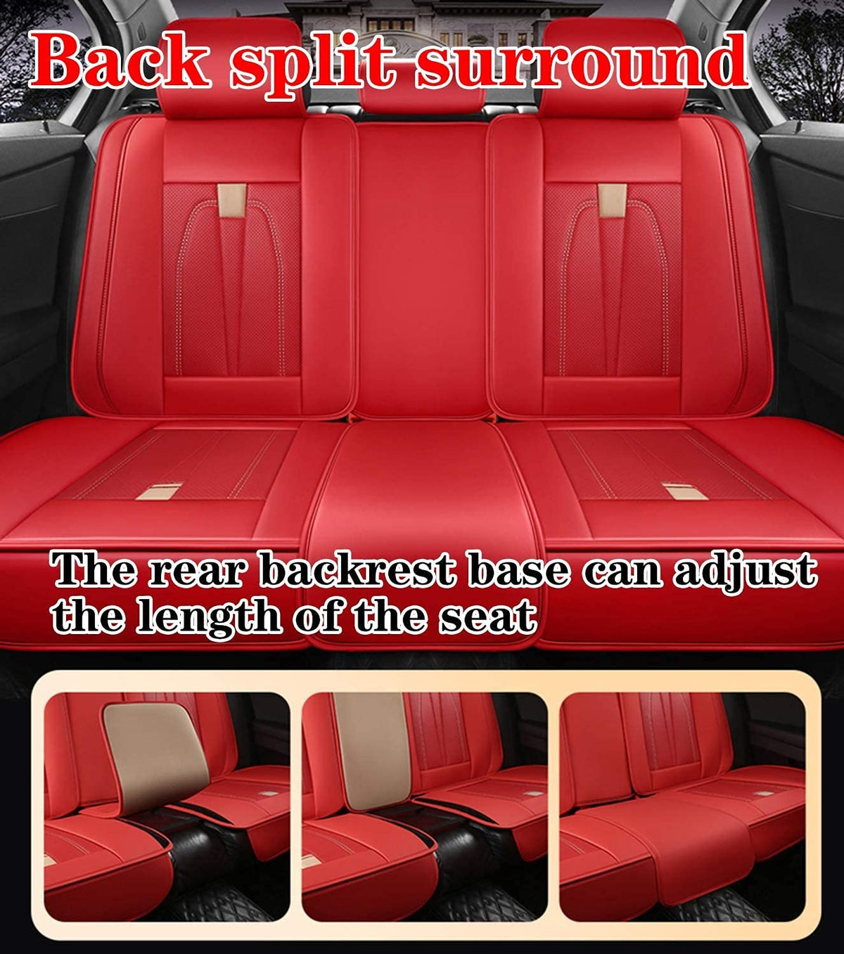 KG7HQRP Full-Set Waterproof Faux Leather Car Seat Covers