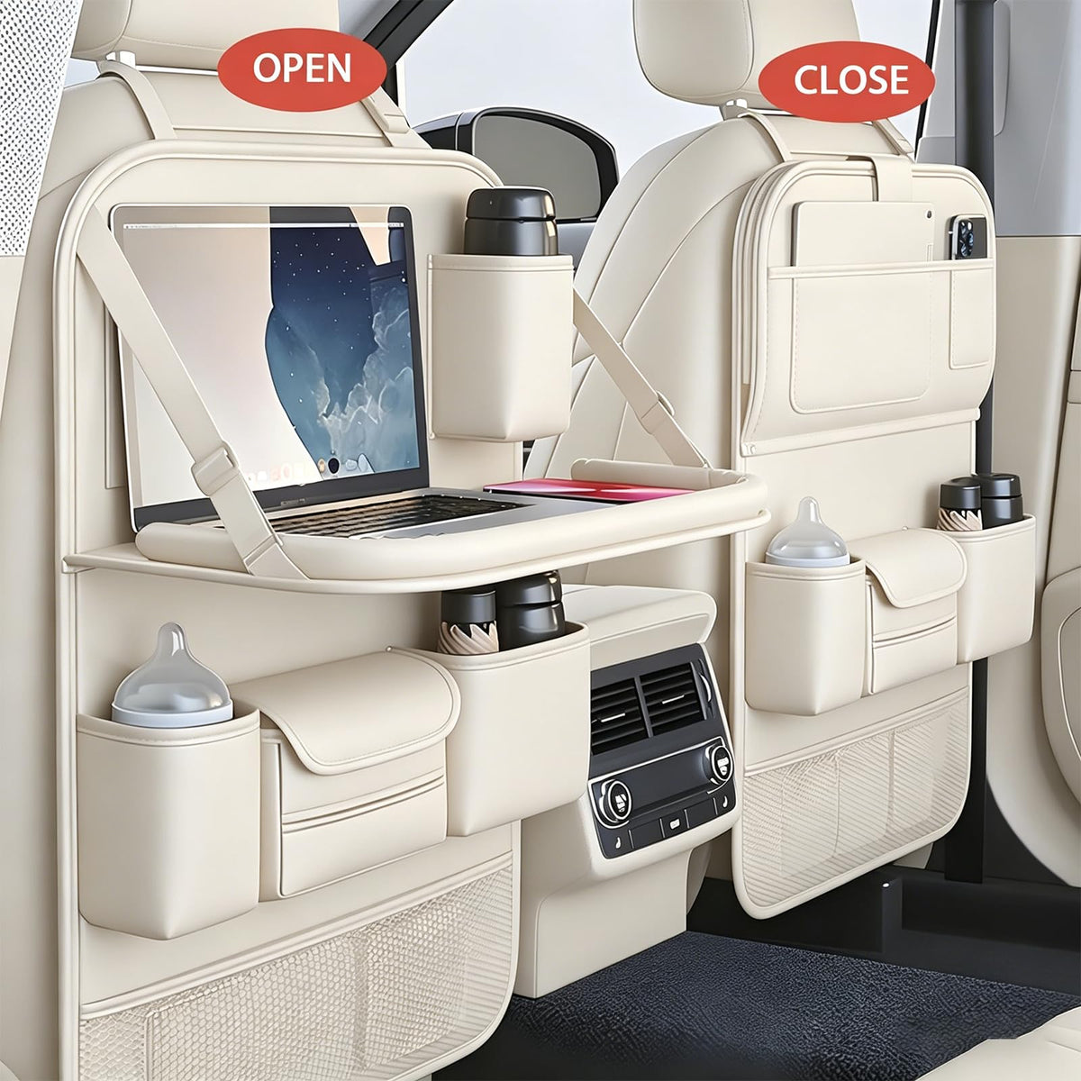 FASTAGEI Foldable Car Backseat Organizer with Table Tray