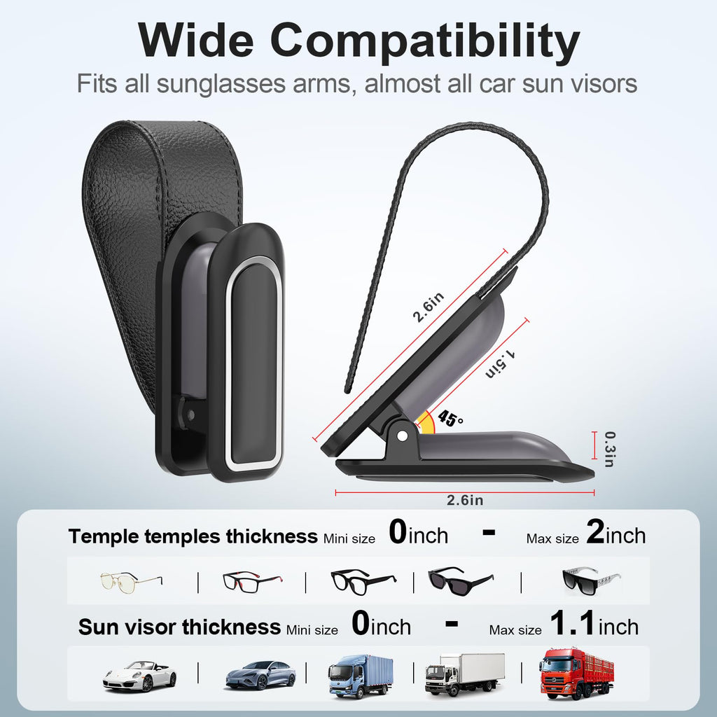 Veharvim 2-Pack Car Visor Sunglasses Holder Clips