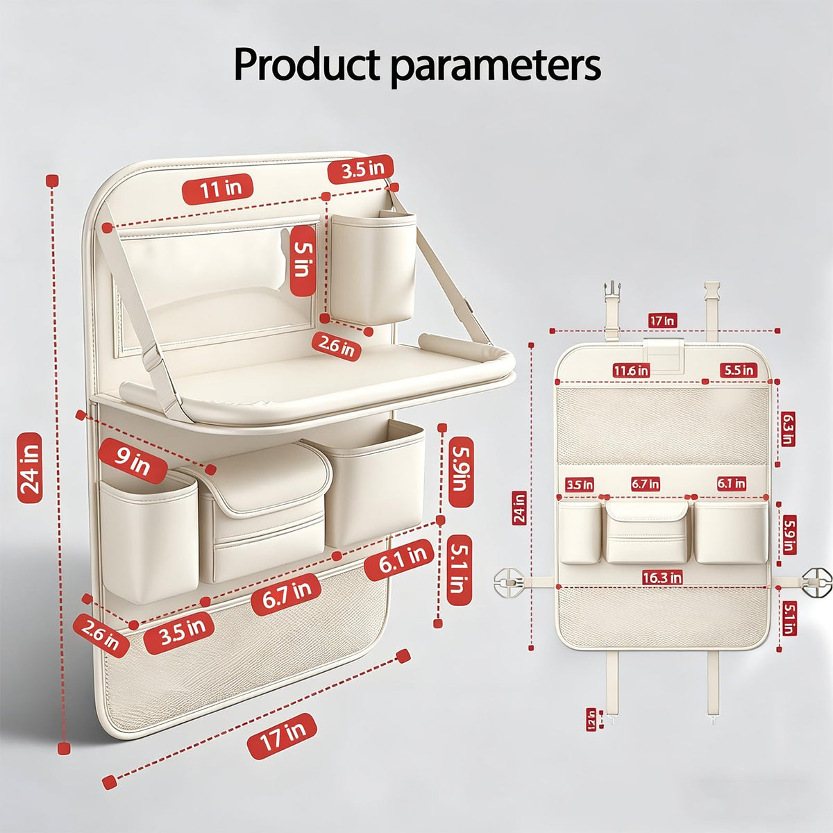 FASTAGEI Foldable Car Backseat Organizer with Table Tray