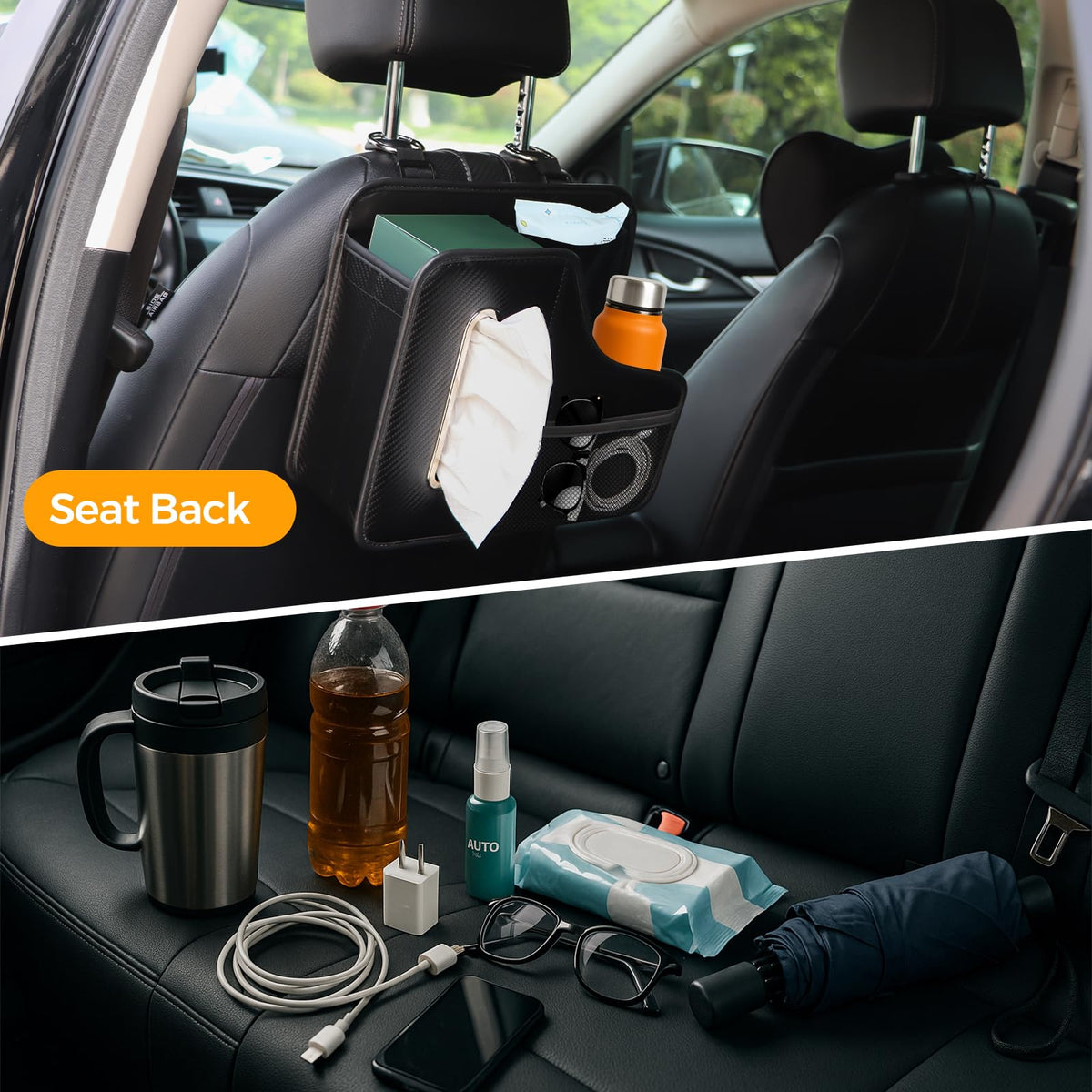 KZBHHP 2-Pack Car Tissue Holder & Backseat Organizer